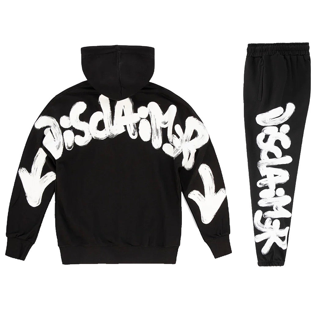 Tuta con Felpa Cappuccio Nera Scritta Bianca 25IDS55100/101